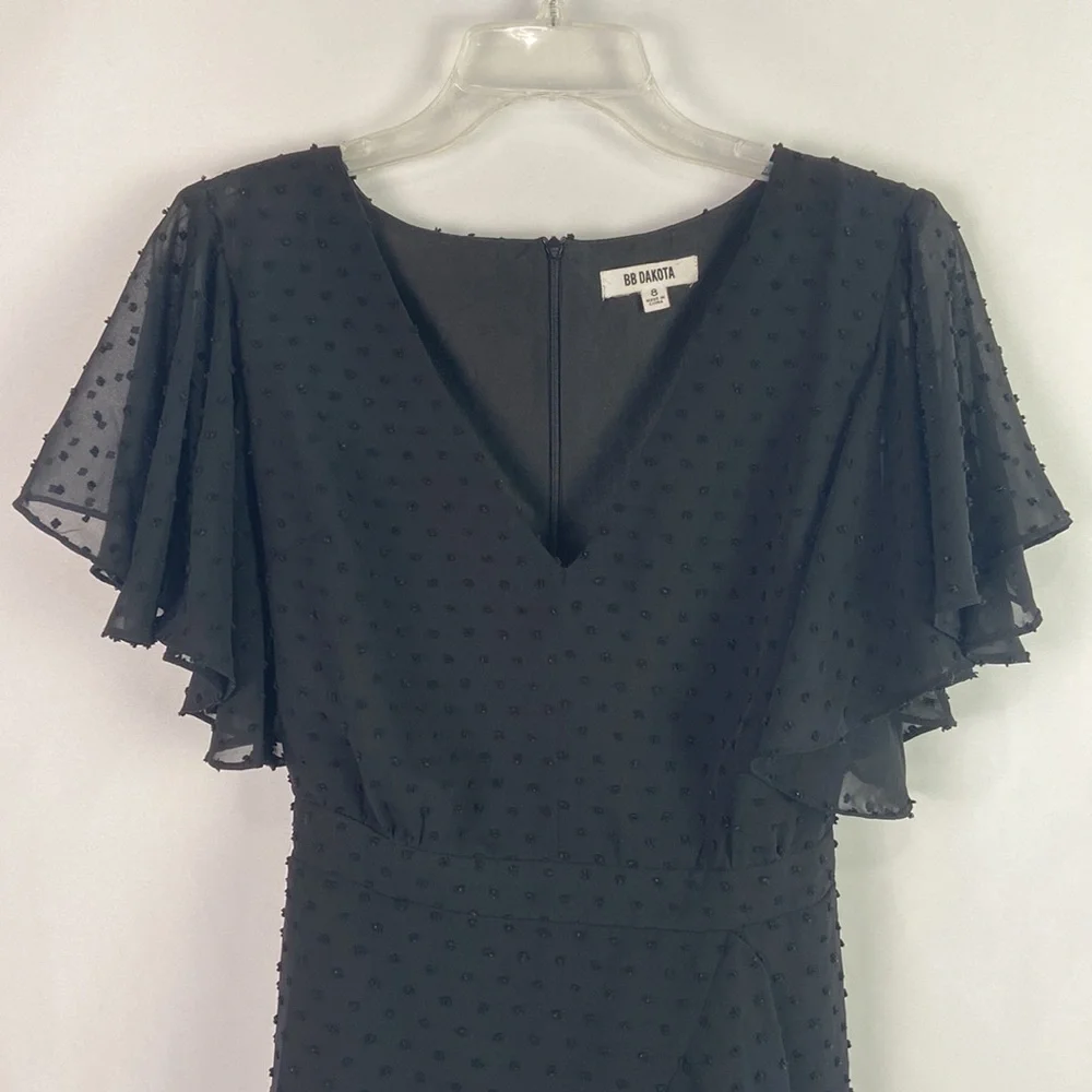 BB Dakota Black Ruffle Trim Belted Mini w/ Shorts Dress - Picture 3 of 16